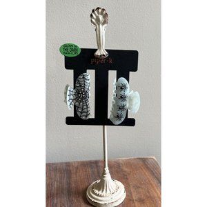 Piper K Glow In The Dark Spiderweb & Spider Rhinestone Hair Claw Clip